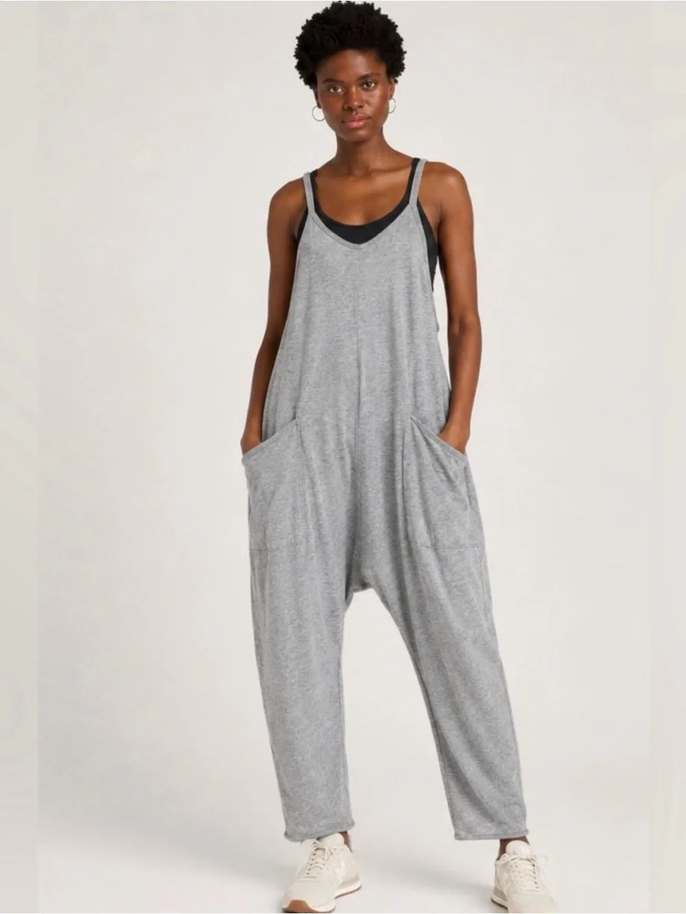 Free People Hot Shot Onesie Jumpsuit Gray Harem Romper Pockets Small